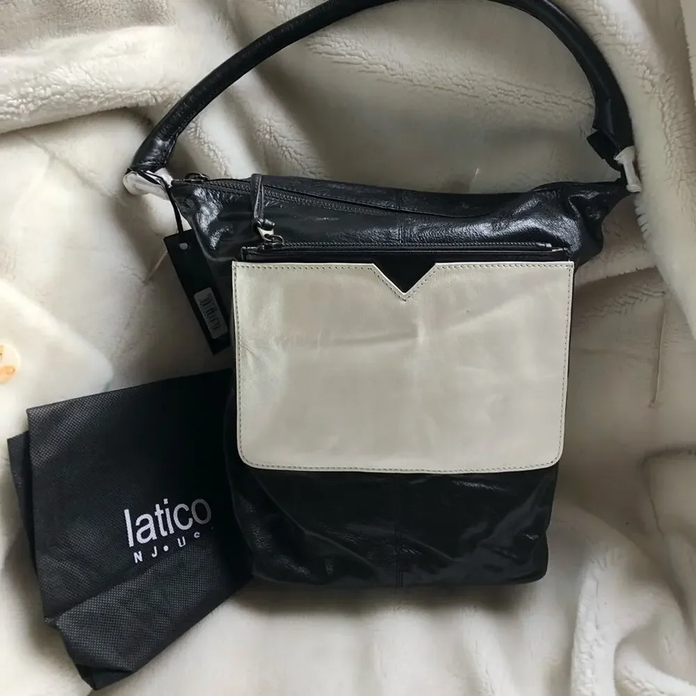 NWT Latico Leather black white color block Dee Dee shoulder bag